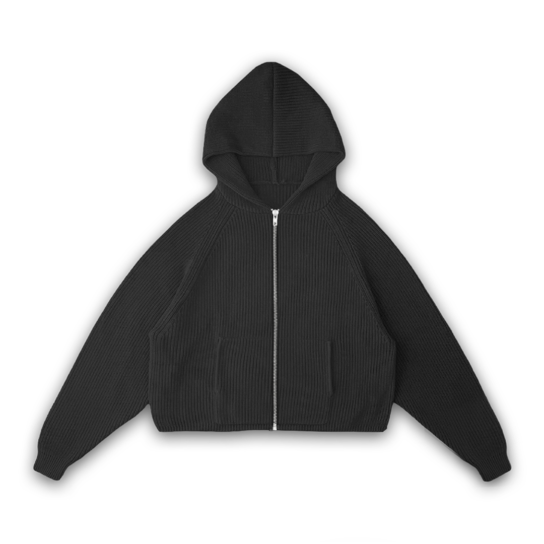 KNIT ZIP-UP HOODIE