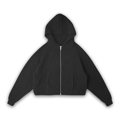 KNIT ZIP-UP HOODIE