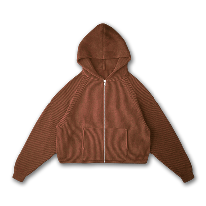 KNIT ZIP-UP HOODIE