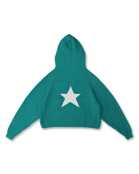 STAR KNIT ZIP-UP HOODIE - vwoollo