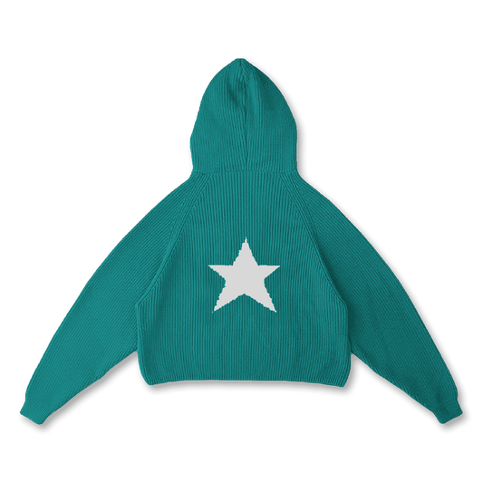 STAR KNIT ZIP-UP HOODIE - vwoollo