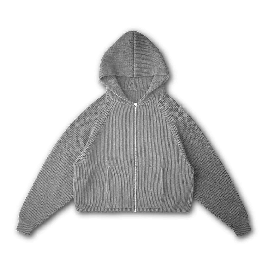 KNIT ZIP-UP HOODIE