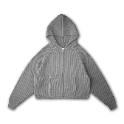 KNIT ZIP-UP HOODIE
